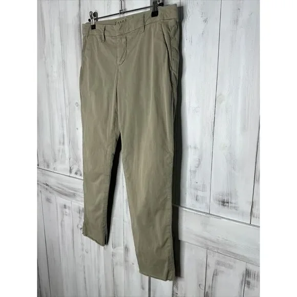 WOMENS FRANK & EILEEN WICKLOW CHINO CROPPED RAW EDGE TWILL PANTS LIGHT GREEN 2
